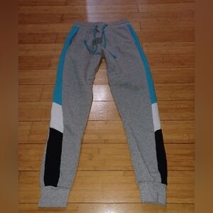 Gray Joggers with Blue and Black Accents